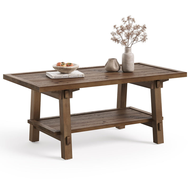 TRIBEWOOD Table Basse 120 cm pour Salon, Table Cocktail Centrale de Style Ferme avec Pieds en Bois Solides, Montage Facile