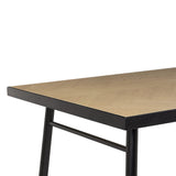 Table de Salle à Manger en MDF et Bois d'Hévéa Clair et Noir 180 x 90 cm Ivorie