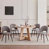 JZGORC Lot de 4 Chaise de Salle à Manger, Chaise de Salle à Manger Teddy en Velours Doux, Chaise de Cuisine avec Siège Moelleux et Accoudoirs, Pieds en Métal - Gris