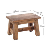 DESIGN DELIGHTS Tabouret en bois Monte - 30 x 20 x 21 cm (l x p x h) - Bois massif d'acajou - Tabouret rustique pour fleurs et plantes - Tabouret d'appoint - Tabouret décoratif - Couleur : 01