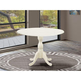 East West Furniture DMT-LWH-TP Dublin Table de cuisine moderne – Table de salle à manger ronde avec socle rabattable et piédestal, 106,7 x 106,7 cm, lin blanc