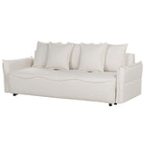 Beliani Canapé Convertible Couchage Moderne avec Rangement Coussins Dossier Housses Amovibles en Tissu Blanc Cassé Krama