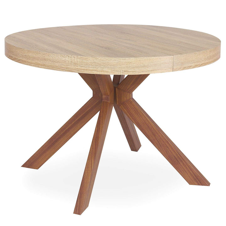 Menzzo Table à Manger Ronde Extensible Avec Pied Central en Métal | Salle à Manger ou Cuisine | Bois, Métal | Myriade | Diamètre 110 cm x H75 cm, Dépliée: L110 x P160-210-260 x H75 Menzzo Table à Manger Ronde Extensible Avec Pied Central en Métal | Salle à Manger ou Cuisine | Bois, Métal | Myriade | Diamètre 110 cm x H75 cm, Dépliée: L110 x P160-210-260 x H75