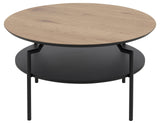 AC Design Furniture Gregor table basse, L : 80 x l : 80 x H : 45 cm, chêne/noir, MDF/métal, 1 pc