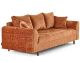 Lisa Design - Rune - canapé Droit 3 Places en Velours texturé, Rouille
