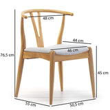 VS Venta-stock Pack 2 chaises Rustic, Couleur Chêne, Bois Massif, 55 cm (Longueur) 54,5 cm (Profondeur) 76 cm (Hauteur)