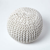 HOMESCAPES Pouf Rond tressé en Coton, Pouf Tricot Coloris Blanc cassé, 40x35 cm