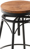 CLP Lot de 2 tabourets de Bar Beam Style Industriel I Hauteur réglable I Siège en Bois et piètement en métal, Couleur:Noir