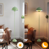 Alpinaluz Lampadaire Vert en Acier avec Abat-jour Bombé – Design Scandinave Rétro – Éclairage Indirect vers le Bas – Douille E27 – Interrupteur au Pied – Pour Salon ou Chambre