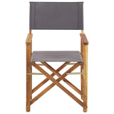 Lot de 2 Chaises Pliables Bois d'Acacia et Textile Gris/Motif Feuilles Tropicales Cine