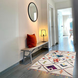 UN AMOUR DE TAPIS - tapis pour la salle à manger berber tribal mk 03 bleu, écru, jaune, gris, orange, noir, gris, beige, rose, vert, blanc - 200 x 290 cm - tapis berbère inspi 4581