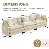 SoarTalent Canapé sectionnel modulaire Convertible, canapé 3 Places en Chenille Profonde avec oreillers pour Salon, Appartement, Bureau (Beige)