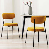 DUHOME Lot de 2 Chaises Salle à Manger, Chaise Velours, Chaise de Cuisine, Chaise Scandinave, Siège Rembourré, Pieds en Métal, pour Cuisine, Salle à Manger, Salon, Chambre à Coucher,Jaune