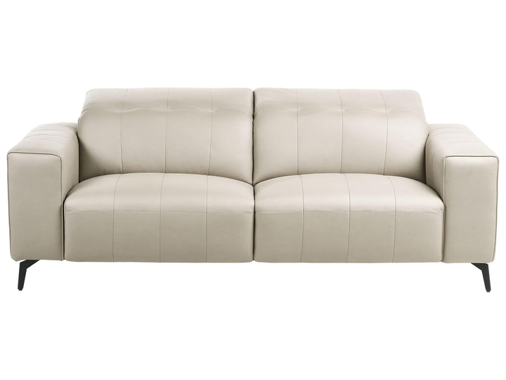 Beliani Canapé Moderne en Tissu 3 Places Appuie-Tête Réglable Dossier Rabattable Pieds en Métal Beige Clair Ommel Beliani Canapé Moderne en Tissu 3 Places Appuie-Tête Réglable Dossier Rabattable Pieds en Métal Beige Clair Ommel