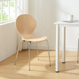 [en.casa] Lot de 4 Chaises de Salle à Manger Ensemble de 4 Chaises Confortables pour Salon Bureau Capacité 150 kg Contreplaqué de Bouleau Métal 85 x 48 x 50 cm Naturel Chrome
