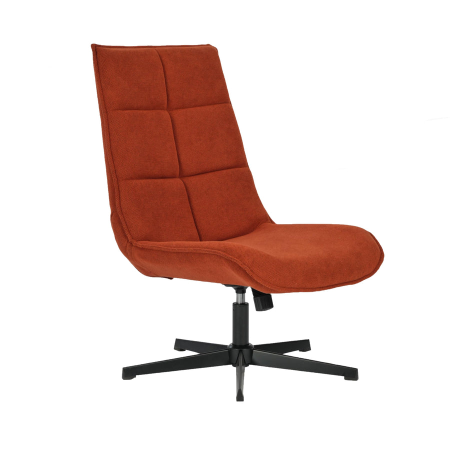 39F FURNITURE DREAM Fauteuil Moderne pivotant avec Assise en Tissu avec Fonction inclinable et Base en métal, Rouge - Orange, 63,5 x 85 x 93 cm