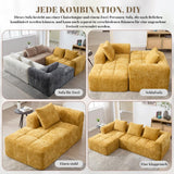 Sapgaks Canapé convertible pour 1 à 3 places, canapé modulaire, canapé d’angle avec poches latérales, tissu chenille, avec chaise longue et accoudoirs, coussins de siège inclus (Jaune + Chenille + 3