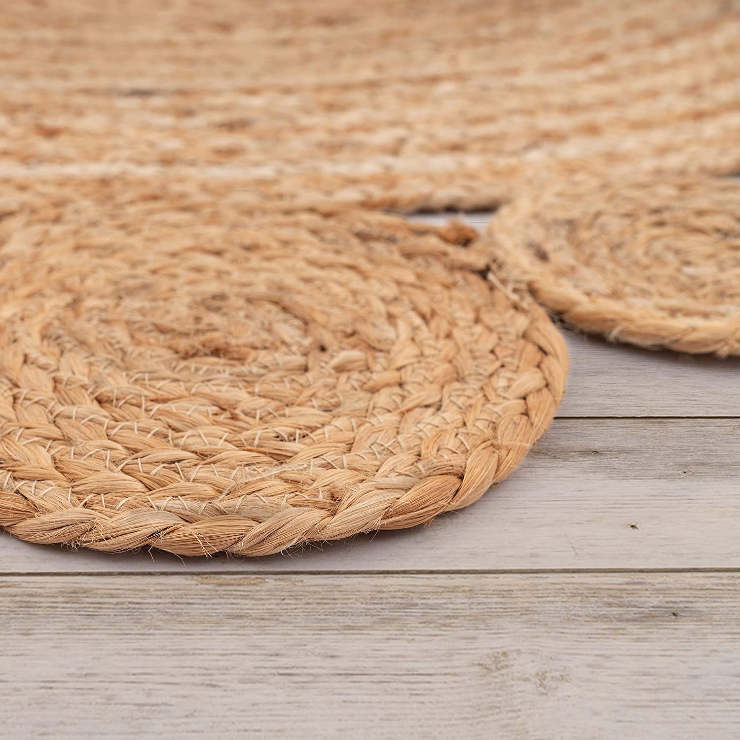 KARAT Tapis Rond En Jute 100% Naturel 90cm - Tapis Tressé Main Salon Cuisine Oeko-Tex