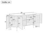 Merax Buffet moderne en bois 145 x 43 x 78 cm avec étagères réglables et pieds en métal, idéal pour le salon et la salle à manger, noir