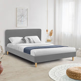 IDMarket - Lit Double scandinave Balta avec tête de lit et sommier 140 x 190 cm Tissu Gris Clair