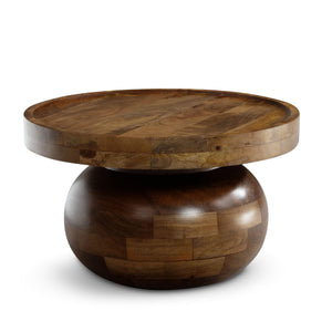 FineBuy Table basse, 50 x 50 x 30,5 cm, en bois massif de mangue, couleur noyer, ronde, design bas, moderne, avec grain de bois naturel FineBuy Table basse, 50 x 50 x 30,5 cm, en bois massif de mangue, couleur noyer, ronde, design bas, moderne, avec grain de bois naturel