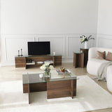 Emob - Table Basse Locelso | Verre trempé | Noyer