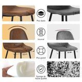 MEUBLE COSY Lot de 4 chaises de salle à manger Scandinave Fauteuil Salon Cuisine Pied Métal Noir Rétro Vintage en suédine Marron