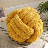 YT-KOKE Sherpa Fleece Round Knot Ball Pillow, Coussin Ddécoratif Knot pour Canapé-lit Chaise Sol, Oreiller Décoratif Jeté, Coussin Rond pour Les Copines Jouant à la Photographie (Yellow,22cm)