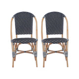 Alice's Home - Lot de 2 chaises empilables bistrot en rotin et polyrotin Noir et Blanc. L 48 x P 58 x H 90cm