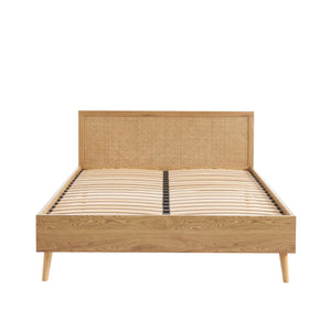 BAÏTA Lit Double INES cannage rotin 160x200 sommier Inclus
