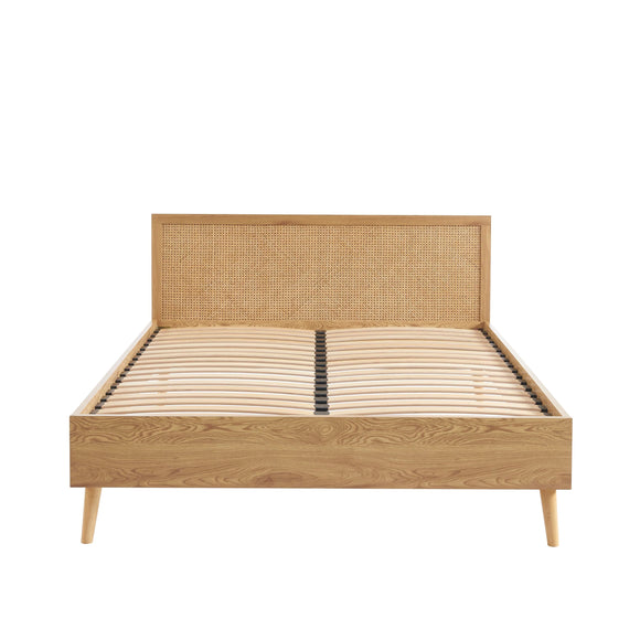 BAÏTA Lit Double INES cannage rotin 160x200 sommier Inclus