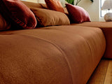 Lisa Design - Canapé Panoramique d'angle Gauche - Onyx en Tissu - Grand Sofa XXL Terracotta 7 Places - Salon