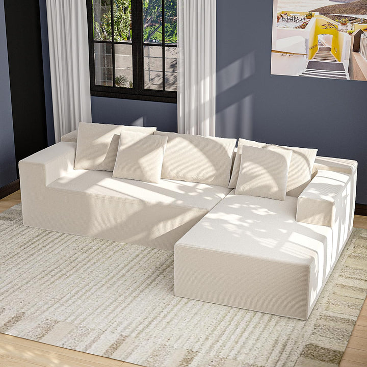 DEZAGCE Canapé d’Angle modulable en Tissu Beige, Grand canapé 4–5 Places avec méridienne, Coussins Inclus, Design Moderne et Confortable, 269 × 175 cm DEZAGCE Canapé d’Angle modulable en Tissu Beige, Grand canapé 4–5 Places avec méridienne, Coussins Inclus, Design Moderne et Confortable, 269 × 175 cm