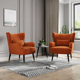 Vesgantti Fauteuil en Velours, Fauteuil à Oreilles pour Salon - Orange