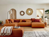 Lisa Design - Canapé Panoramique d'angle Gauche - Onyx en Tissu - Grand Sofa XXL Terracotta 7 Places - Salon