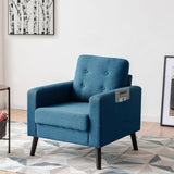 COSTWAY Chaise d'appoint, Lin, Bleu, 75 x 81 x 86 cm