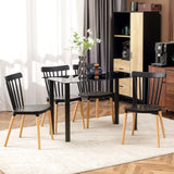 HOMCOM Lot de 4 chaises de salle à manger de style nordique avec dossier haut, siège en polypropylène et pieds en bois de hêtre, charge 120 kg, 48 x 52,5 x 83 cm, noir