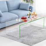 GOPLUS Table Basse Verre Trempé, Table Basse Salon Moderne Minimaliste sans Assemblage, pour Salon, Chambre, Appartement,Charge 30KG108X50X35 CM