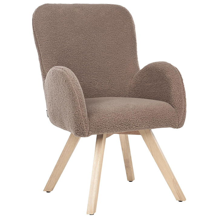 Beliani Fauteuil Moderne en Bouclé Pieds en Bois Rembourrée avec Accoudoirs Marron Bjarn Beliani Fauteuil Moderne en Bouclé Pieds en Bois Rembourrée avec Accoudoirs Marron Bjarn