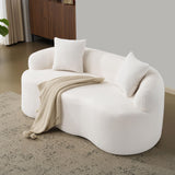Sapgaks Canapé 2 Places courbé, avec accoudoirs Ronds,Canapé Double Compressible avec 2 Coussins,Canapé rembourré Moderne,pour Salon et Chambre,Aucun Montage requis,Blanc