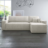 INTENSE DECO Canapé d'angle Convertible réversible Lorenzo en Velours côtelé Beige