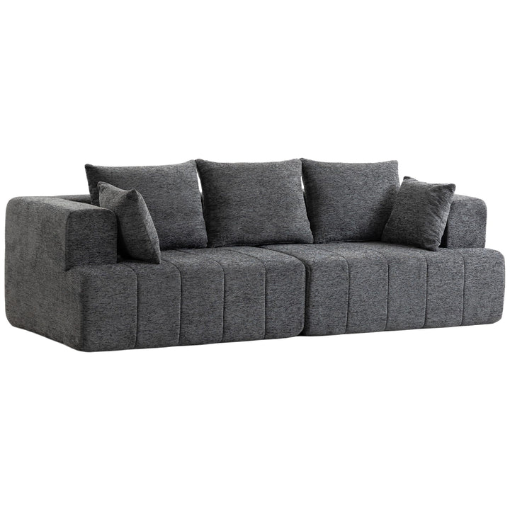 HOMCOM Canapé 3 Places en Chenille 248 cm Large Assise Rembourrée Gris HOMCOM Canapé 3 Places en Chenille 248 cm Large Assise Rembourrée Gris