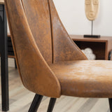 MEUBLE COSY Lot de 4 Chaises de Salle à Manger Rétro Fauteuil Assise rembourrée en suédine Pieds en métal pour Cuisine Salon Chambre Bureau, Style Industriel, Marron, 52,5x49,5x83cm