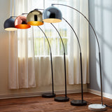 Lampadaire Arquer arc lampe de salon abat-jour pied marbre noir Teamson Home VN-L00013-EU