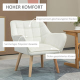 HOMCOM Fauteuil de salon Fauteuil à oreilles Fauteuil de relaxation avec pieds en caoutchouc, fauteuil de lecture avec aspect velours, fauteuil rembourré pour chambre à coucher, scandinave, blanc