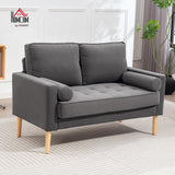 HOMCOM Canapé 2 Places Moderne Velours 127 cm, Assise Capitonnée, Gris