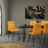 ML-Design Set de 4 Chaise de Salle à Manger, Jaune Moutarde, Revêtement en Velours, Pieds en Métal Noir, avec Dossier Ergonomique, Design Moderne, pour Le Salon Bureau Chambre Cuisine Table à Manger
