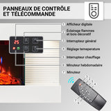 BALDERIA Cheminée murale électrique Ida avec effet flamme 3D | Chauffage électrique 1800 W | avec télécommande, contrôle de démarrage, minuterie et thermostat | Blanc