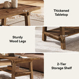 TRIBEWOOD Table Basse 120 cm pour Salon, Table Cocktail Centrale de Style Ferme avec Pieds en Bois Solides, Montage Facile