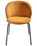 Beliani Lot de 2 Chaises en Velours Côtelé de Salle à Manger Pieds en Fer Dossier Arrondi Rembourré Orange Miles